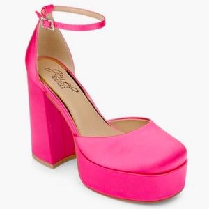 💕 Jewel Badgley Mischka | Hot Pink Round Toe Block Heels
